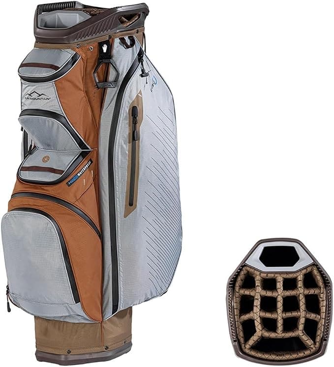 Sun Mountain C-130 H2NO Waterproof Cart Bag – 14-Way Lightweight Trolley Golf Bag – Leather/Shadow/Otter (2026)