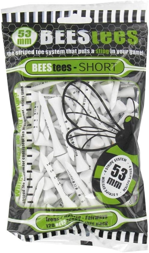 Golfers Club BEES TEES, 120 SHORT TEES 53mm FOR IRONS, HYBRID OR FAIRWAY WOODS.